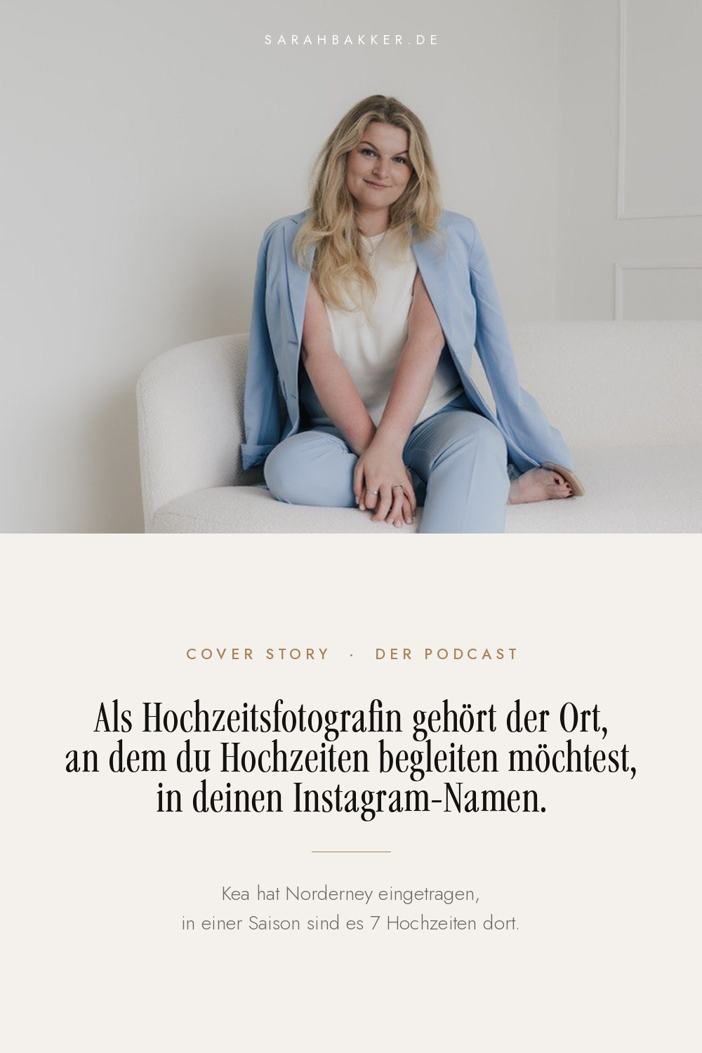Ein Wort im Instagram-Namen, 7 Hochzeiten auf einer Insel. Grafik von Sarah Bakker zum Personal Branding f&uuml;r Fotografinnen