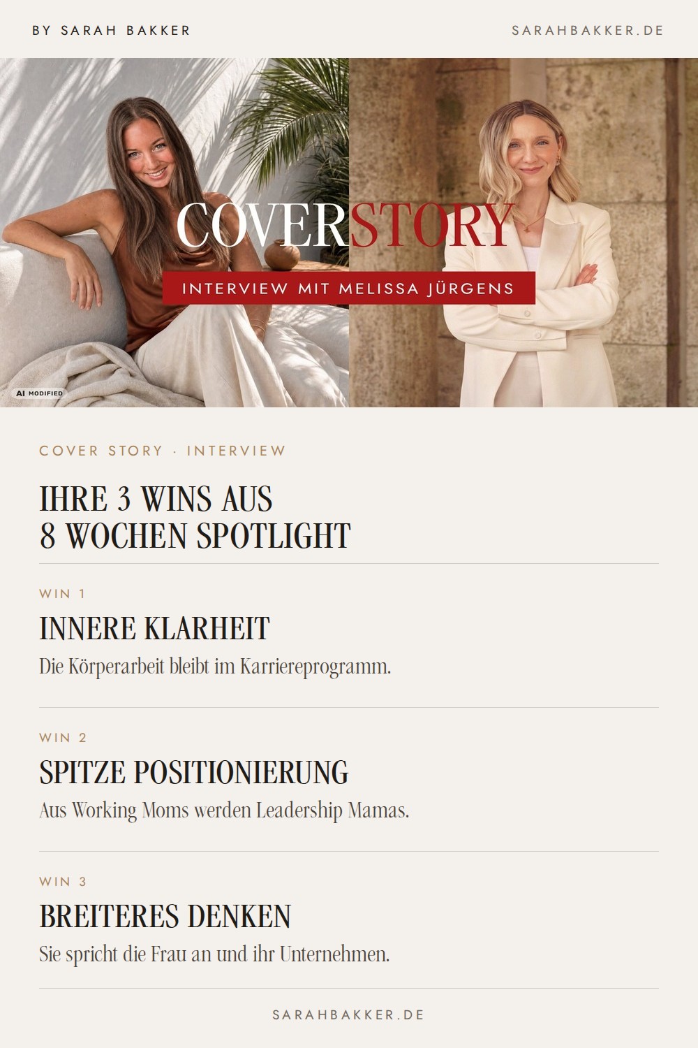 Die drei Wins von Melissa J&uuml;rgens aus acht Wochen Spotlight. Grafik von Sarah Bakker