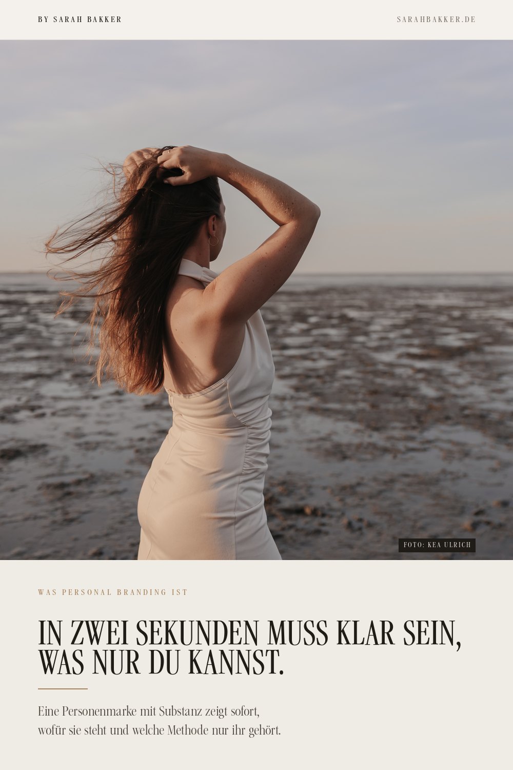 In zwei Sekunden muss klar sein, was nur du kannst. Aussage von Sarah Bakker auf einer Pin-Grafik