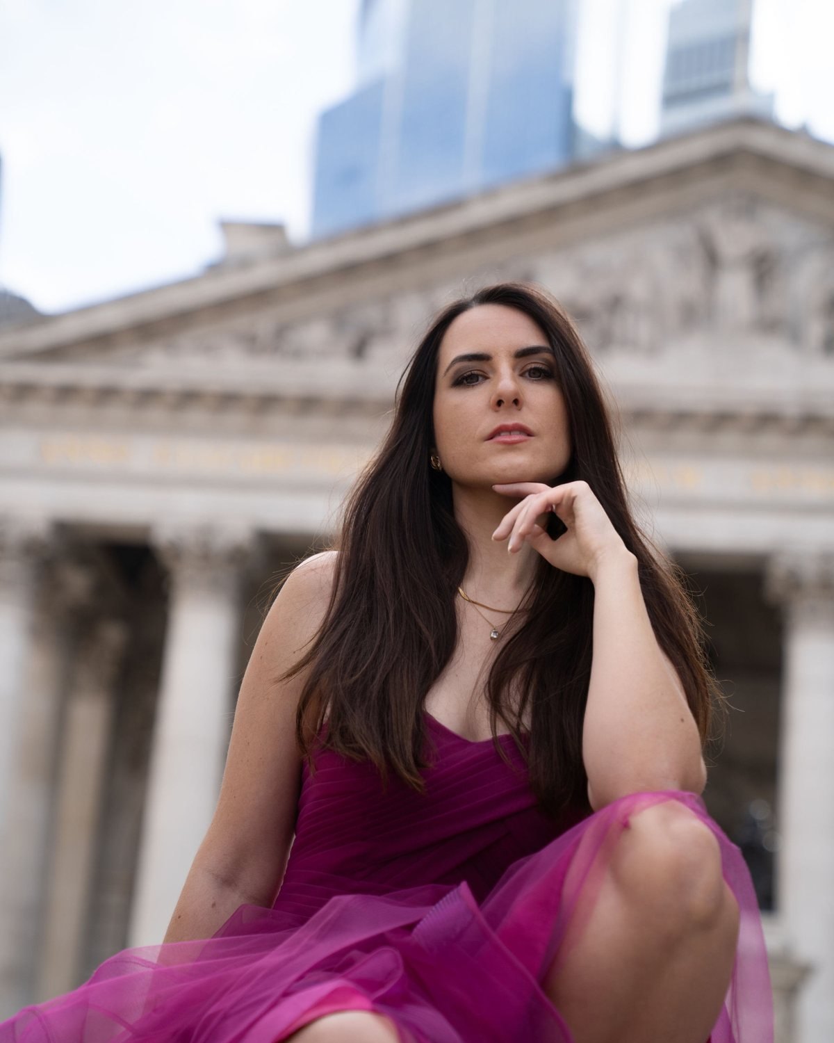 Editorial London · Pink vor der Royal Exchange