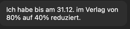Chatnachricht: Im Verlag von 80% auf 40% reduziert