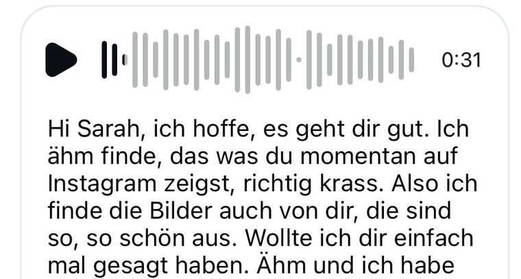 Sprachnachricht einer Kundin: die Bilder sind so schön