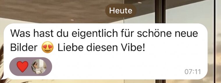 Feedback-Nachricht einer Kundin zur Wirkung ihrer Farben