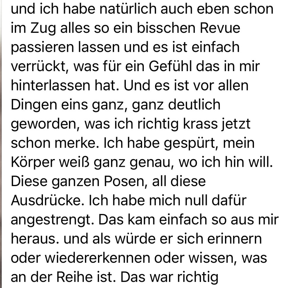 Feedback von Corinna Moldenhauer · Mein Körper weiß genau, wo ich hin will, ich habe mich null dafür angestrengt