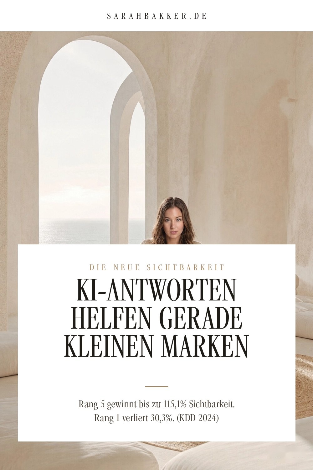 Du musst nicht die Gr&ouml;&szlig;te sein: warum KI-Antworten kleinen Marken helfen. Pin-Grafik von Sarah Bakker