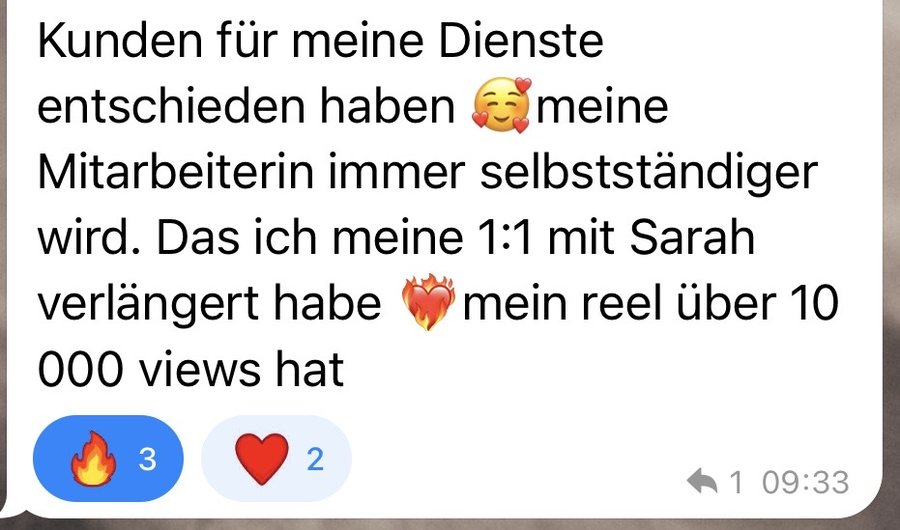 Kundinnennachricht: Kunden entscheiden sich, Reel mit &uuml;ber zehntausend Views
