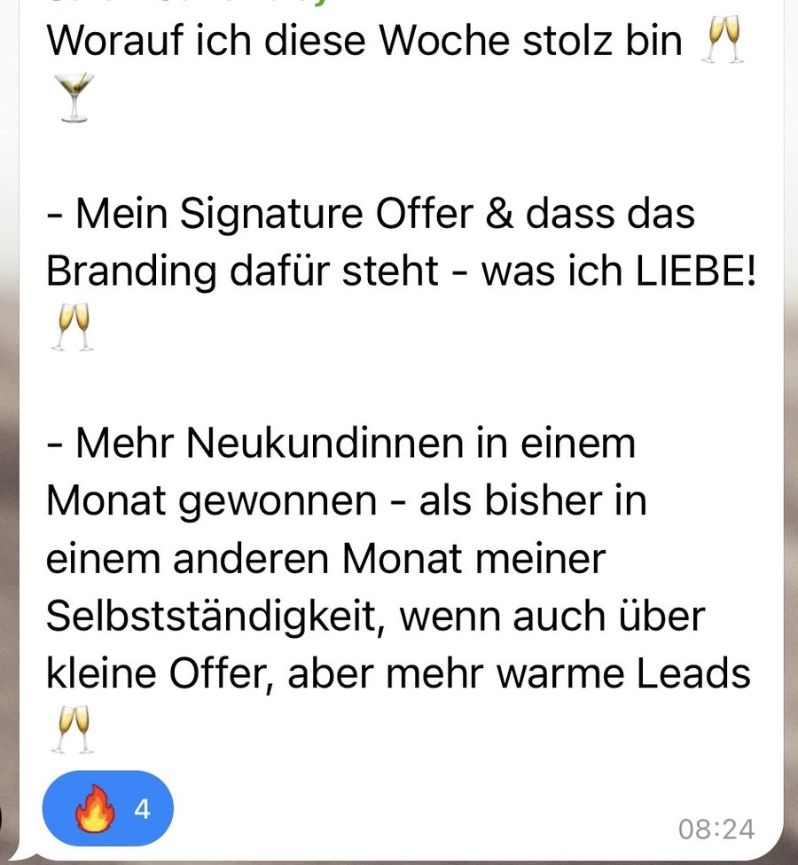 Kundinnennachricht: Signature Offer steht, mehr Neukundinnen in einem Monat