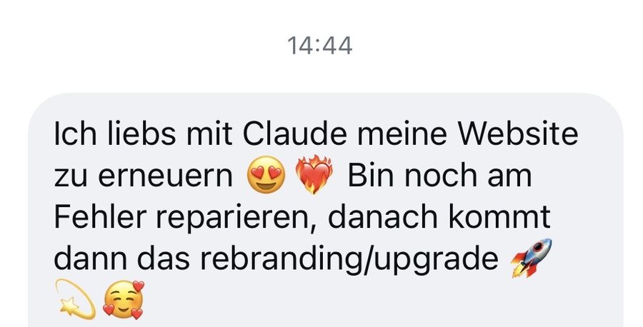 Kundinnennachricht: ich liebe es, mit Claude meine Website zu erneuern
