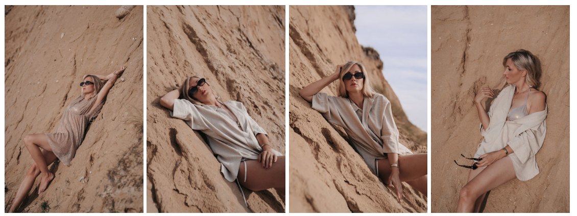 Editorial Serie am Roten Kliff Sylt · vier Looks aus der Sylt Edition