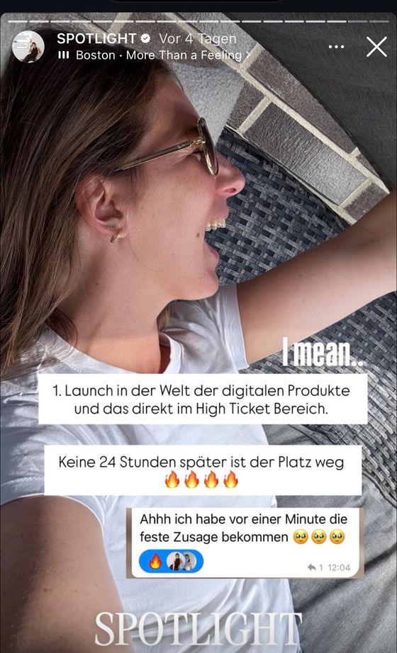 Original Story zum ersten High Ticket Launch
